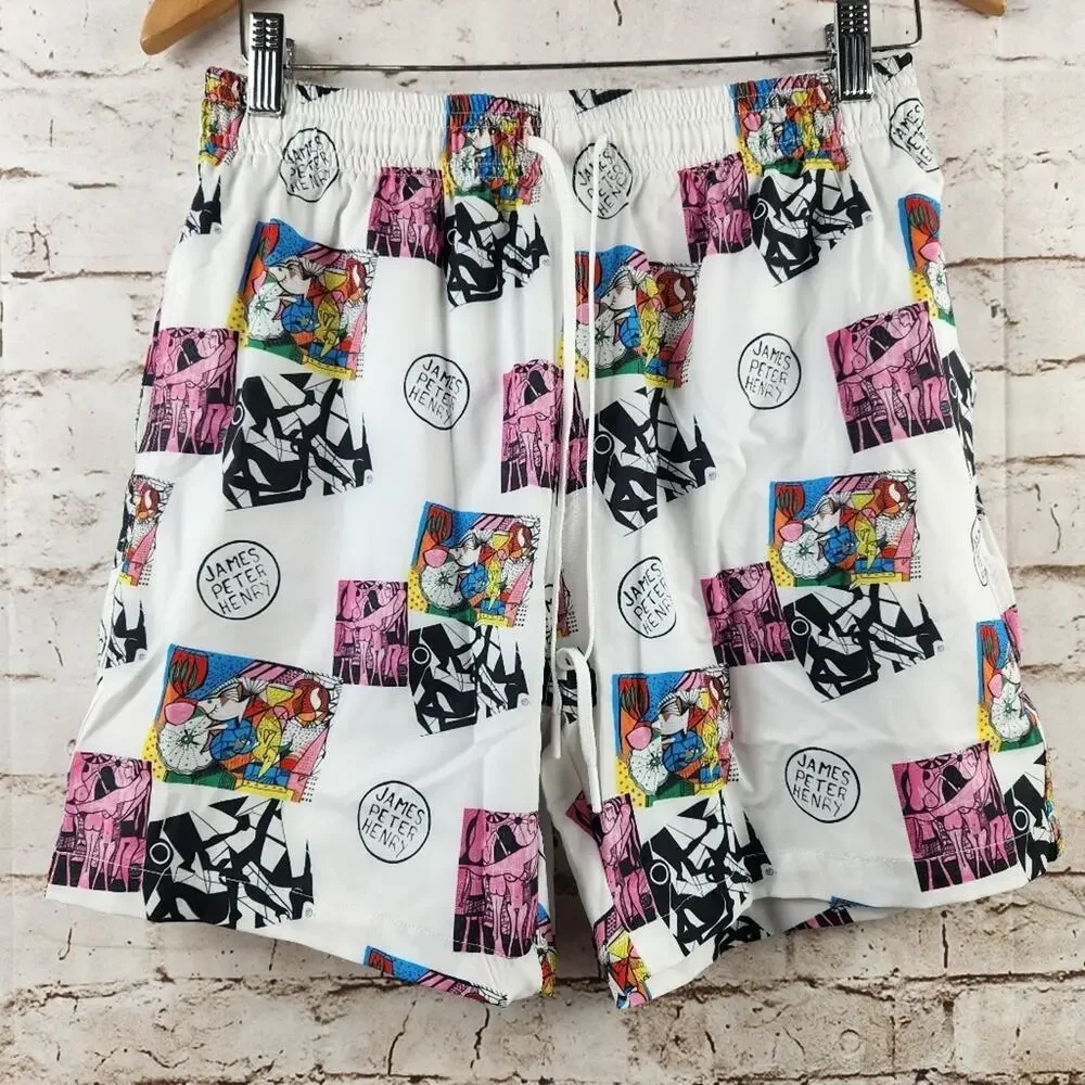 Swiminista x James Peter Henry Boardshorts in Artwork Toss Print Large NWT